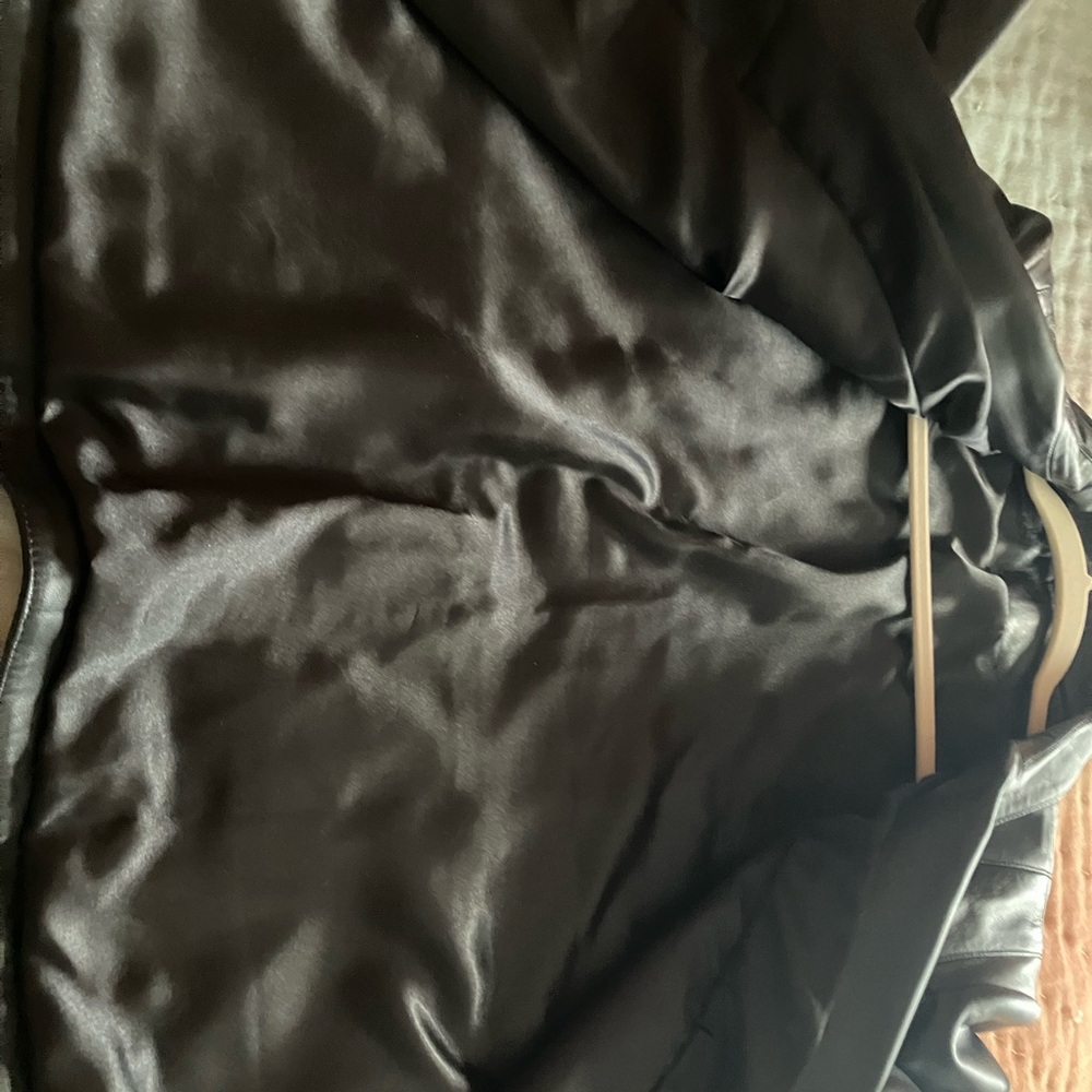 Black Leather Jacket with Lace Cuffs - Picture 8 of 8